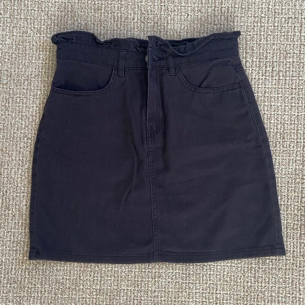 H&M Black Denim Mini Skirt